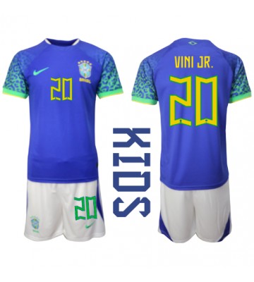 Brasil Vinicius Junior #20 Bortedraktsett Barn VM 2022 Kortermet (+ Korte bukser)